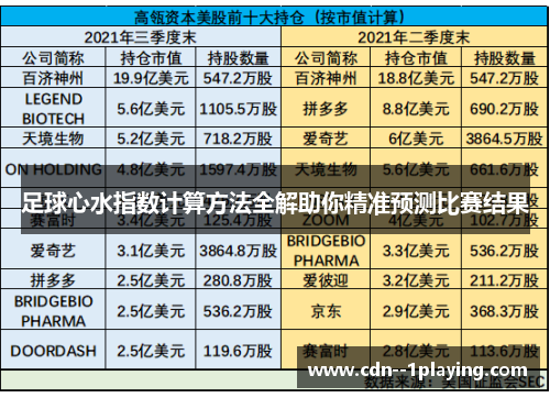 足球心水指数计算方法全解助你精准预测比赛结果